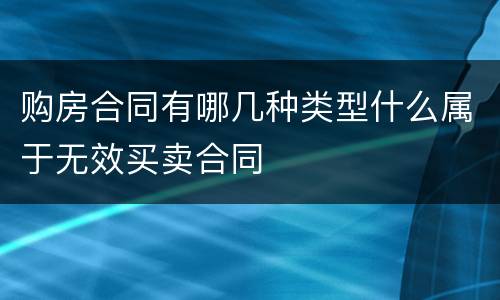 购房合同有哪几种类型什么属于无效买卖合同