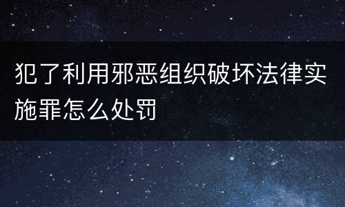 犯了利用邪恶组织破坏法律实施罪怎么处罚
