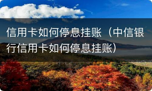 信用卡如何停息挂账（中信银行信用卡如何停息挂账）