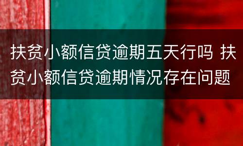 扶贫小额信贷逾期五天行吗 扶贫小额信贷逾期情况存在问题