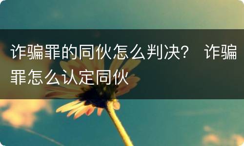 诈骗罪的同伙怎么判决？ 诈骗罪怎么认定同伙