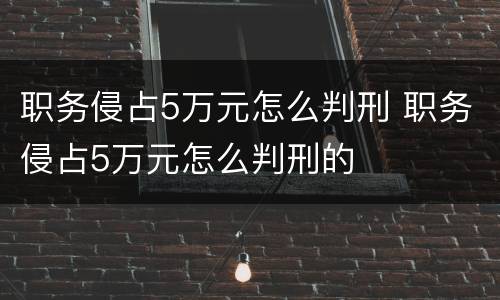 职务侵占5万元怎么判刑 职务侵占5万元怎么判刑的