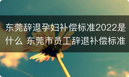 东莞辞退孕妇补偿标准2022是什么 东莞市员工辞退补偿标准