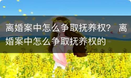 离婚案中怎么争取抚养权？ 离婚案中怎么争取抚养权的