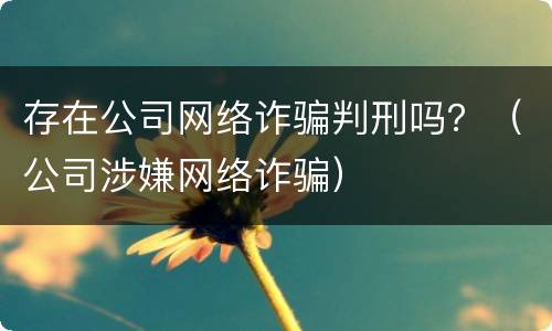 存在公司网络诈骗判刑吗？（公司涉嫌网络诈骗）