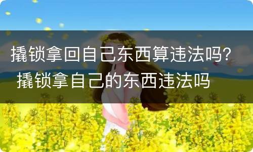 撬锁拿回自己东西算违法吗？ 撬锁拿自己的东西违法吗