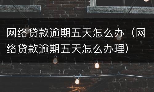 网络贷款逾期五天怎么办（网络贷款逾期五天怎么办理）