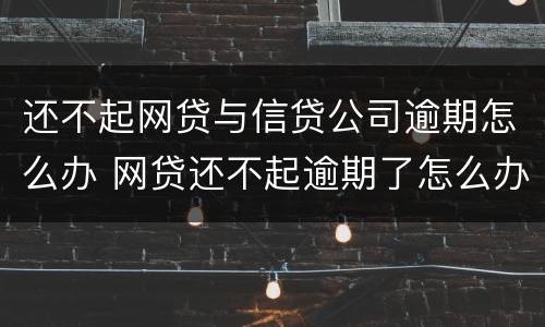 还不起网贷与信贷公司逾期怎么办 网贷还不起逾期了怎么办