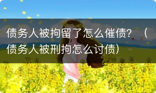 债务人被拘留了怎么催债？（债务人被刑拘怎么讨债）