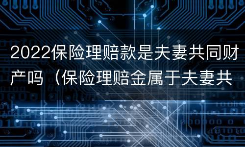2022保险理赔款是夫妻共同财产吗（保险理赔金属于夫妻共同财产吗）