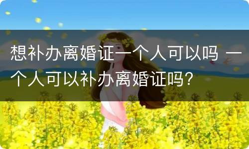 想补办离婚证一个人可以吗 一个人可以补办离婚证吗?