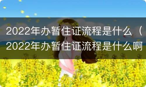 2022年办暂住证流程是什么（2022年办暂住证流程是什么啊）