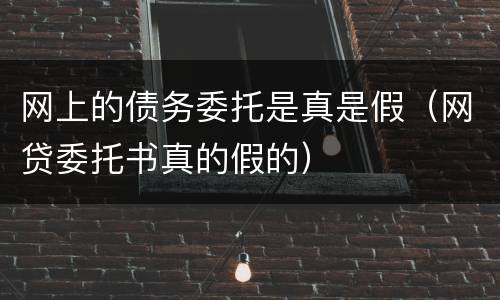 网上的债务委托是真是假（网贷委托书真的假的）