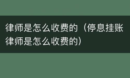 律师是怎么收费的（停息挂账律师是怎么收费的）
