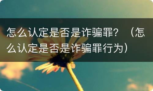 怎么认定是否是诈骗罪？（怎么认定是否是诈骗罪行为）