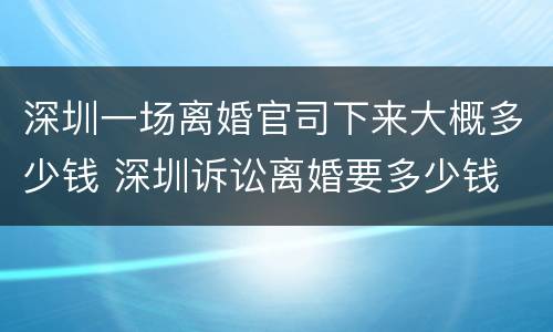 深圳一场离婚官司下来大概多少钱 深圳诉讼离婚要多少钱