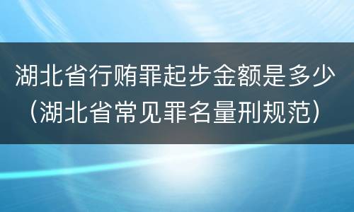 湖北省行贿罪起步金额是多少（湖北省常见罪名量刑规范）