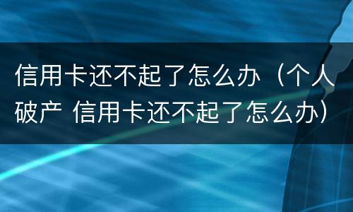 信用卡还不起了怎么办（个人破产 信用卡还不起了怎么办）