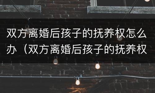 双方离婚后孩子的抚养权怎么办（双方离婚后孩子的抚养权怎么办理）