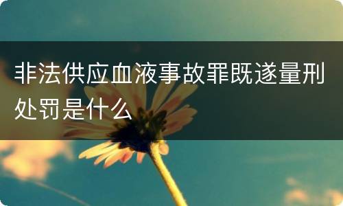 非法供应血液事故罪既遂量刑处罚是什么