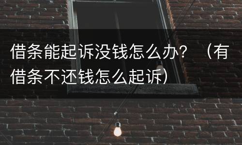 借条能起诉没钱怎么办？（有借条不还钱怎么起诉）