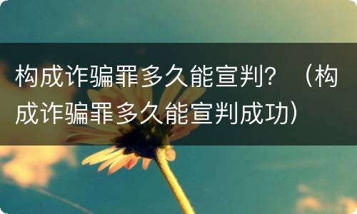 构成诈骗罪多久能宣判？（构成诈骗罪多久能宣判成功）