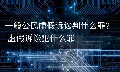 一般公民虚假诉讼判什么罪？ 虚假诉讼犯什么罪