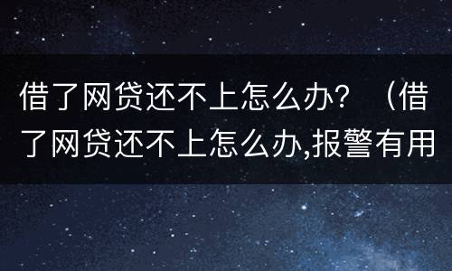借了网贷还不上怎么办？（借了网贷还不上怎么办,报警有用吗,会被报复吗）
