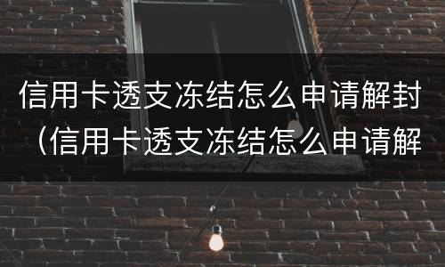 信用卡透支冻结怎么申请解封（信用卡透支冻结怎么申请解封呢）