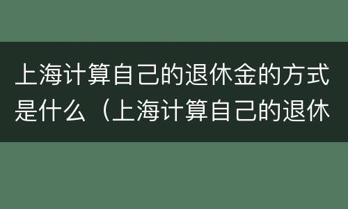 上海计算自己的退休金的方式是什么（上海计算自己的退休金的方式是什么呢）
