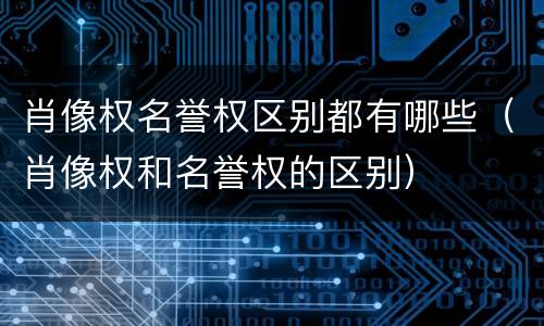 肖像权名誉权区别都有哪些（肖像权和名誉权的区别）