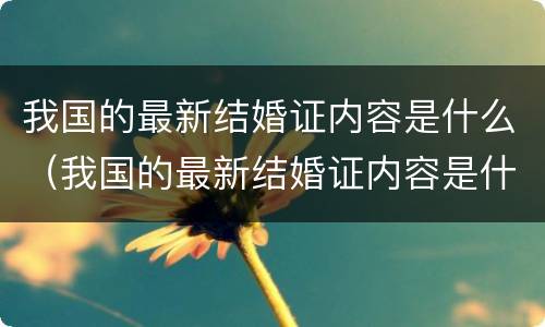 我国的最新结婚证内容是什么（我国的最新结婚证内容是什么呢）