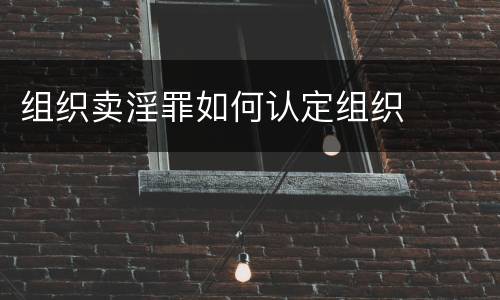 组织卖淫罪如何认定组织