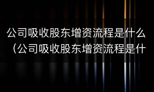 公司吸收股东增资流程是什么（公司吸收股东增资流程是什么意思）