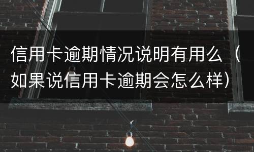 信用卡逾期情况说明有用么（如果说信用卡逾期会怎么样）