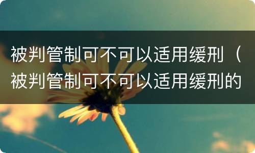 被判管制可不可以适用缓刑（被判管制可不可以适用缓刑的情形）
