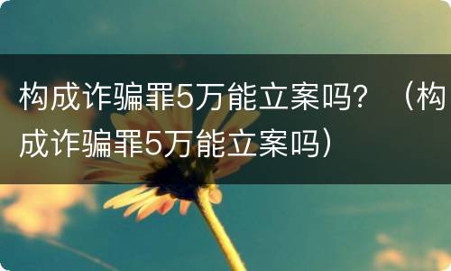构成诈骗罪5万能立案吗？（构成诈骗罪5万能立案吗）