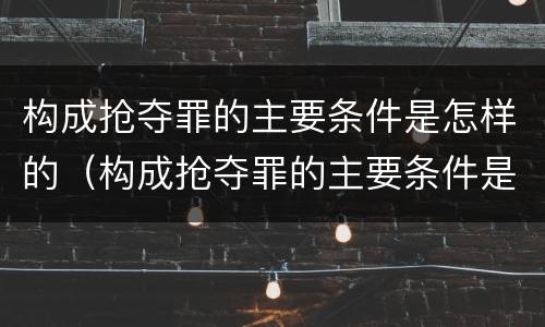 构成抢夺罪的主要条件是怎样的（构成抢夺罪的主要条件是怎样的行为）