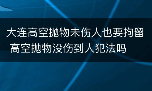 大连高空抛物未伤人也要拘留 高空抛物没伤到人犯法吗