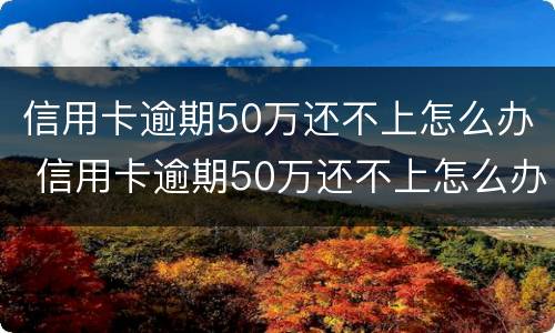 信用卡逾期50万还不上怎么办 信用卡逾期50万还不上怎么办呀