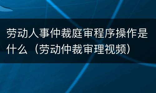 劳动人事仲裁庭审程序操作是什么（劳动仲裁审理视频）