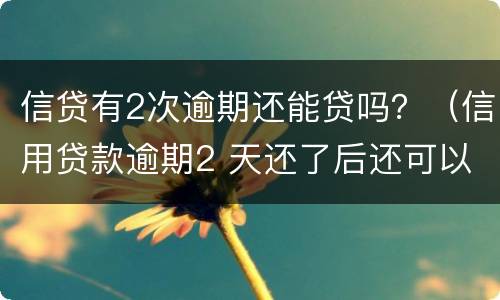 信贷有2次逾期还能贷吗？（信用贷款逾期2 天还了后还可以贷吗）