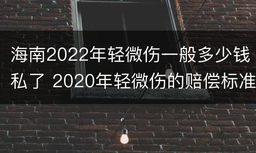 海南2022年轻微伤一般多少钱私了 2020年轻微伤的赔偿标准