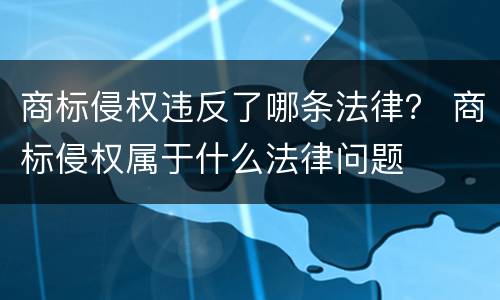 商标侵权违反了哪条法律？ 商标侵权属于什么法律问题