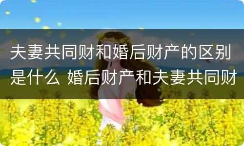 夫妻共同财和婚后财产的区别是什么 婚后财产和夫妻共同财产