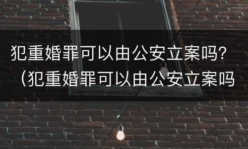 犯重婚罪可以由公安立案吗？（犯重婚罪可以由公安立案吗）