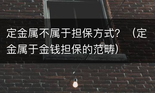 定金属不属于担保方式？（定金属于金钱担保的范畴）