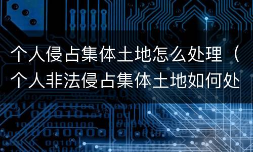 个人侵占集体土地怎么处理（个人非法侵占集体土地如何处理）