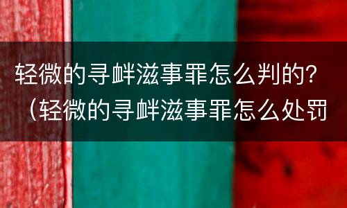 轻微的寻衅滋事罪怎么判的？（轻微的寻衅滋事罪怎么处罚）