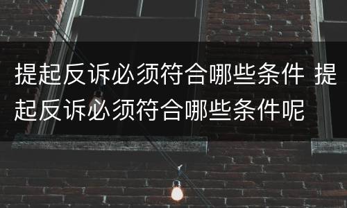 提起反诉必须符合哪些条件 提起反诉必须符合哪些条件呢